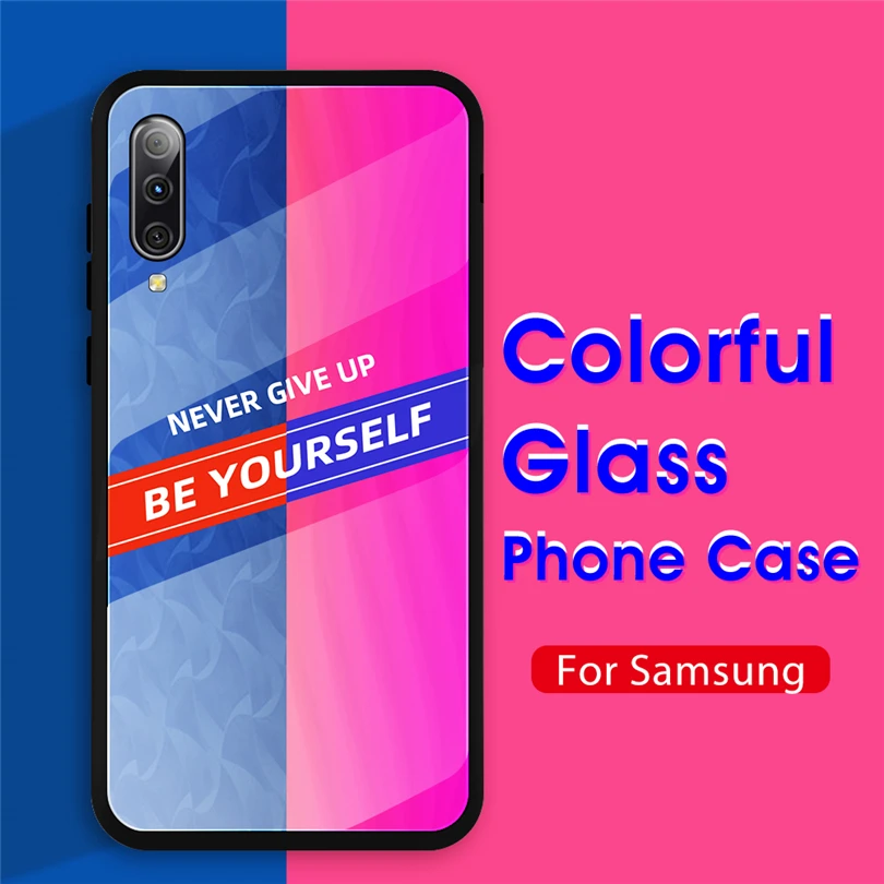 9H твердость чехол для телефона Samsung A10 A20 A30 A50 A70 градиент закаленное стекло задняя