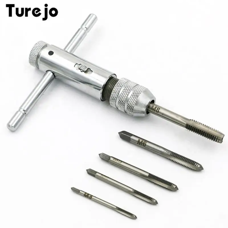 

M3-M8 Adjustable Ratchet Tap Wrench T-Handle Metric Hand Tap Reamer Tapping Ratcheting Holder Wrench Repair Hand Tools Wrench