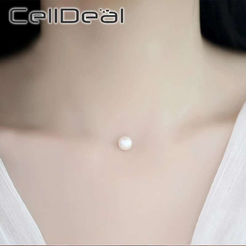 Прозрачная подвеска-чокер невидимая леска цепочка трендовые имитация жемчуга