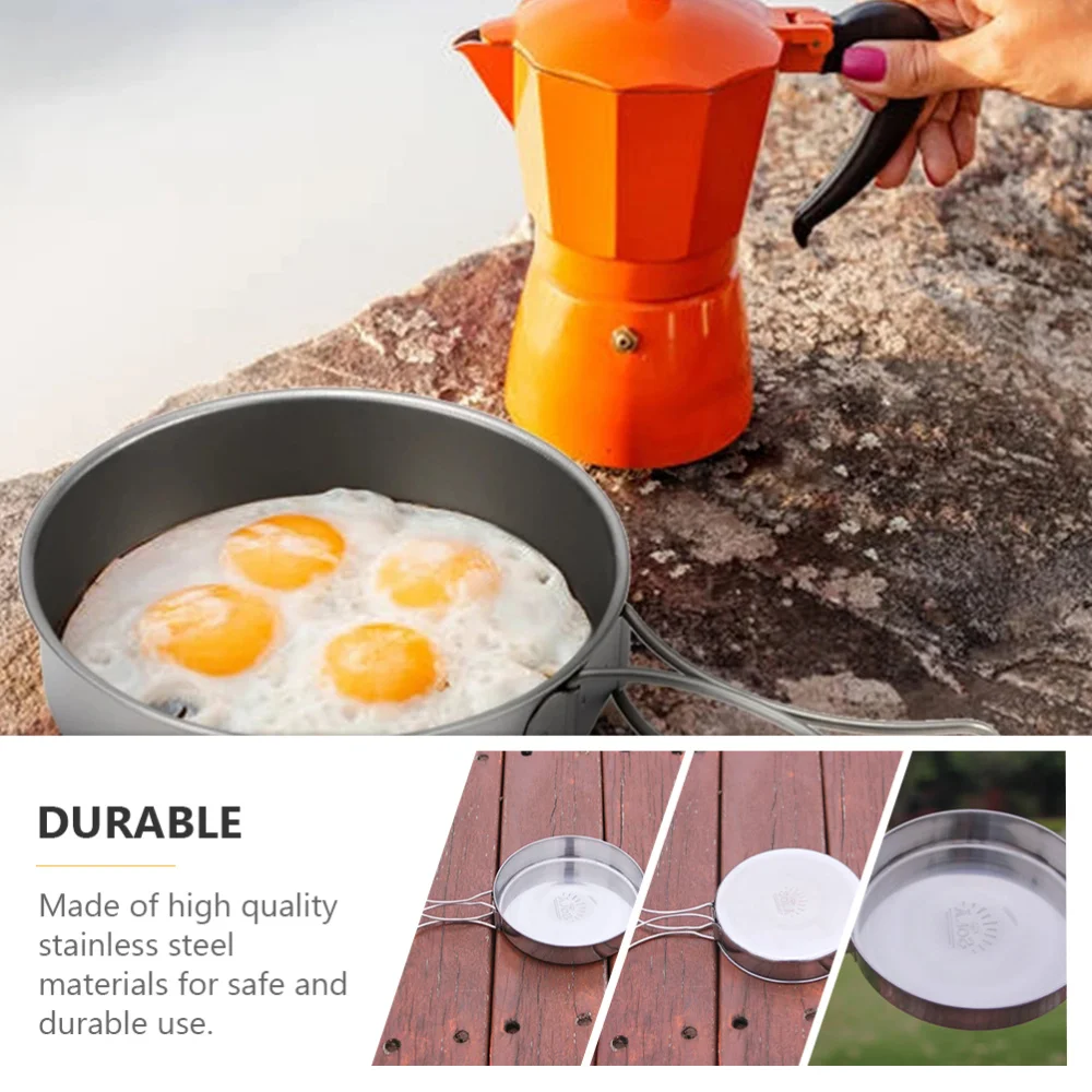 

Stainless Steel Non-stick Frying Pan Camping Cooking Pot Cooking Utensils