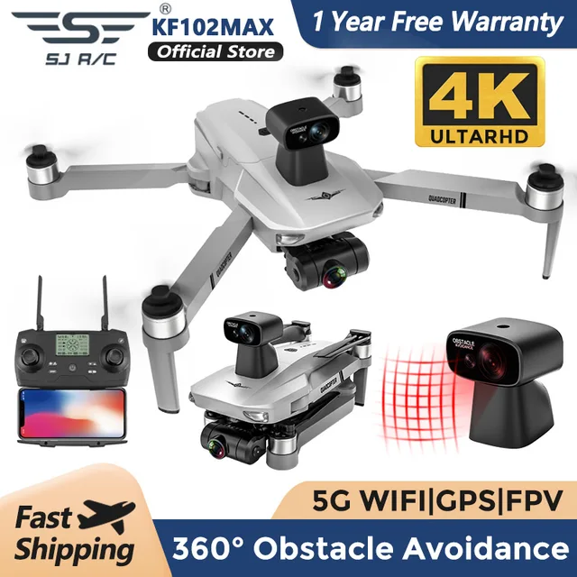 KF102 MAX FPV Drone 4K Professional GPS HD Camera 2-Axis Gimbal Anti-Shake Obstacle Avoidance Brushless Motor Quadcopter RC Dron 1
