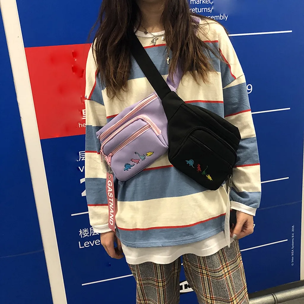 Большая поясная сумка для женщин милая мультяшная забавная Сумочка с вышивкой