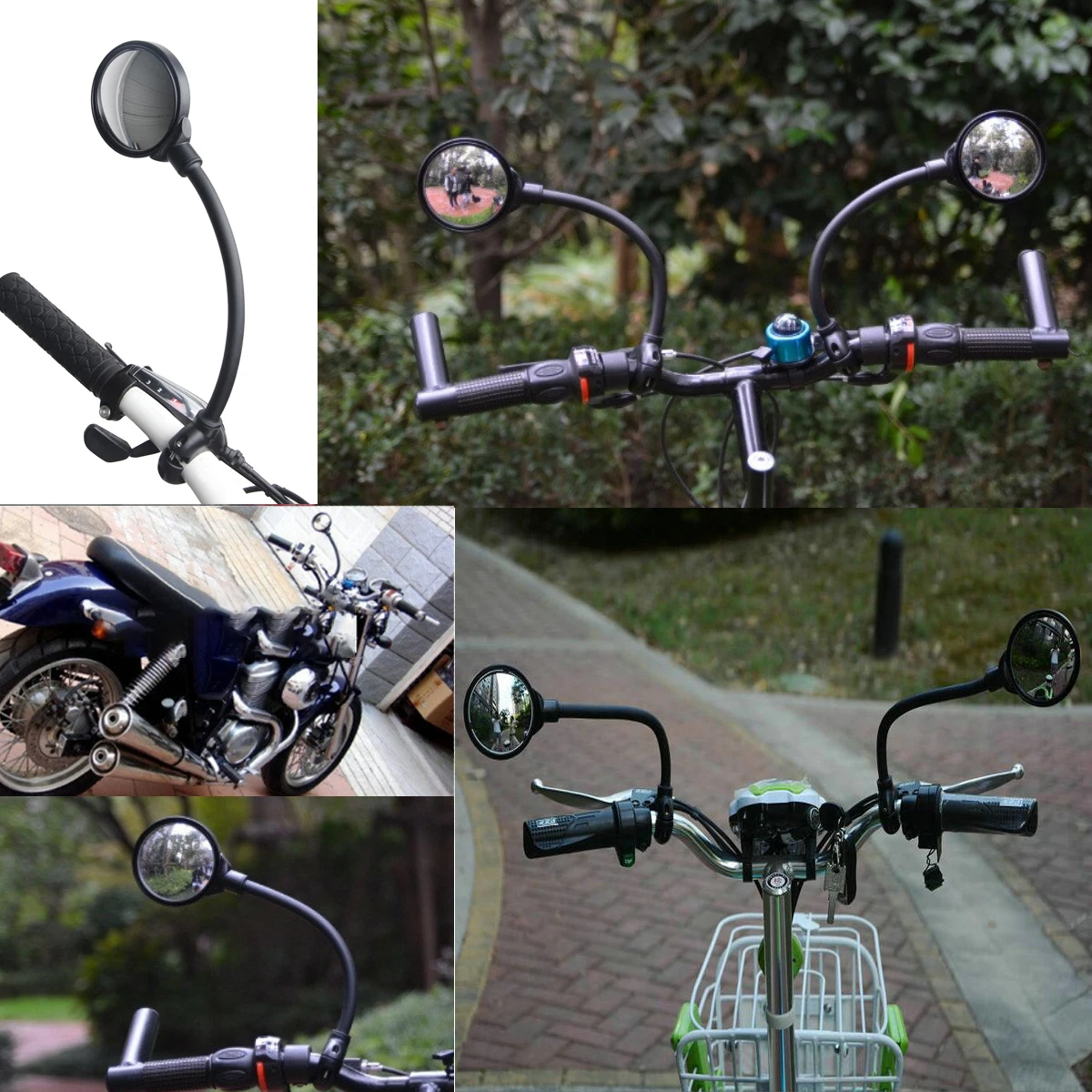 

2pcs Bicycle Motorcycle Mirror Rearview Mirror Electric Vehicle Hose Adjustable Motorcycle Rearview Mirror Accessories One Pair