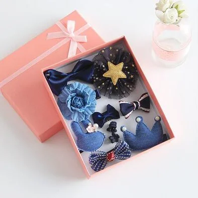 10Pcs/Box Girls Headdress Children Cute Hair Accessories Set Baby Clips Princess Crown Bows Headwear Barrettes Gift box | Детская одежда