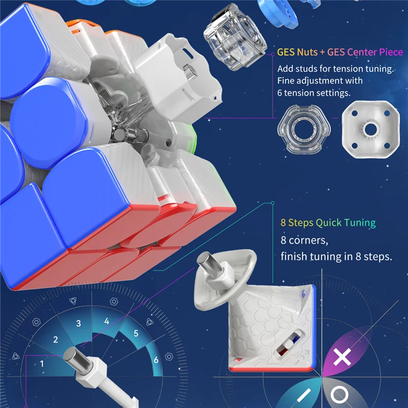 Магнитный магический куб GAN 12 maglevuv 3x3x3 без наклеек Gan12 maglevo Leap магниты головоломка