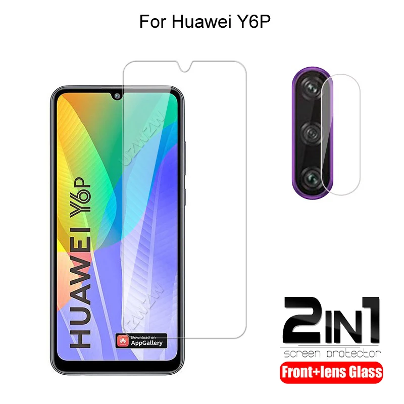 

2 in 1 For Huawei Y6P Camera Lens Film & Screen Protector Guard Protective HD Tempered Glass Explosion Proof Anti-Shock