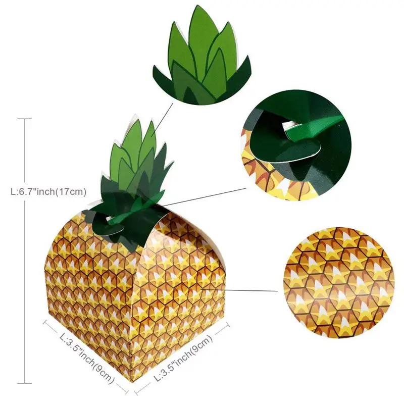 24 шт. подарочные коробки с изображением ананаса большие 3D тропические Гавайские
