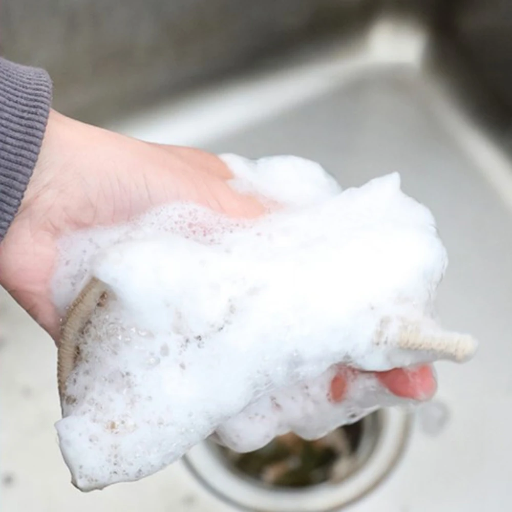 

6Pcs Cleaning Pad Bamboo Reusable Sponges Kitchen Scouring Pads Double Side Sponges Scourer Non Odor Dish Scrubber Brush