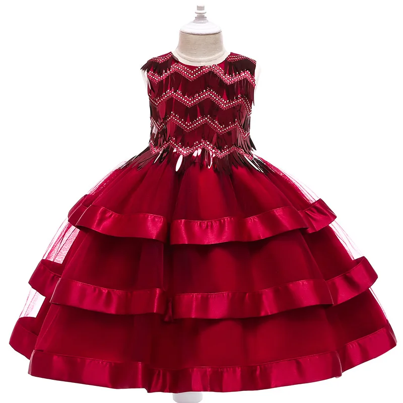 

Drop Ship 2019 New Sleevelss Print Toddler girls Birthday Dresses Vestido Holiday Party Princess Elegant Ball Gown Dress