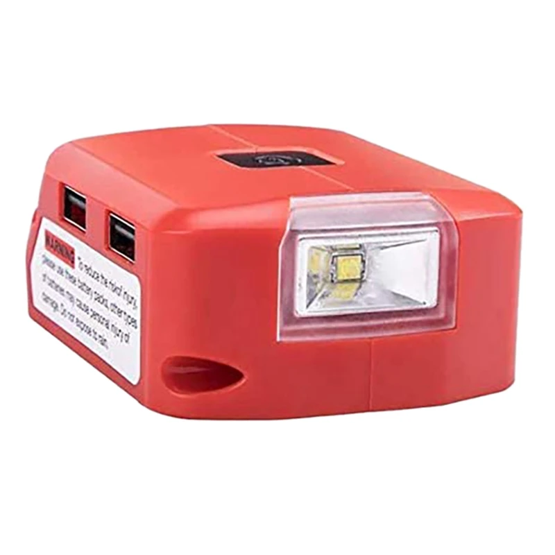 

M18/M12 Battery Power Adapter Charger for 18V Lithium Ion Battery with 3W LED Light Flashlight Dual USB