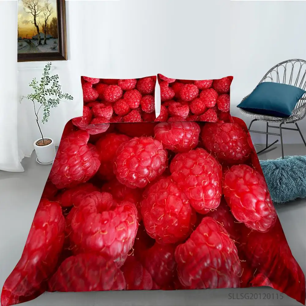 

3D Pomegranate Printing Bedding Sets Fresh Fruit and Pillowcases for Kids Bedding Set Home Decor 2/3 pcs For All Seasons