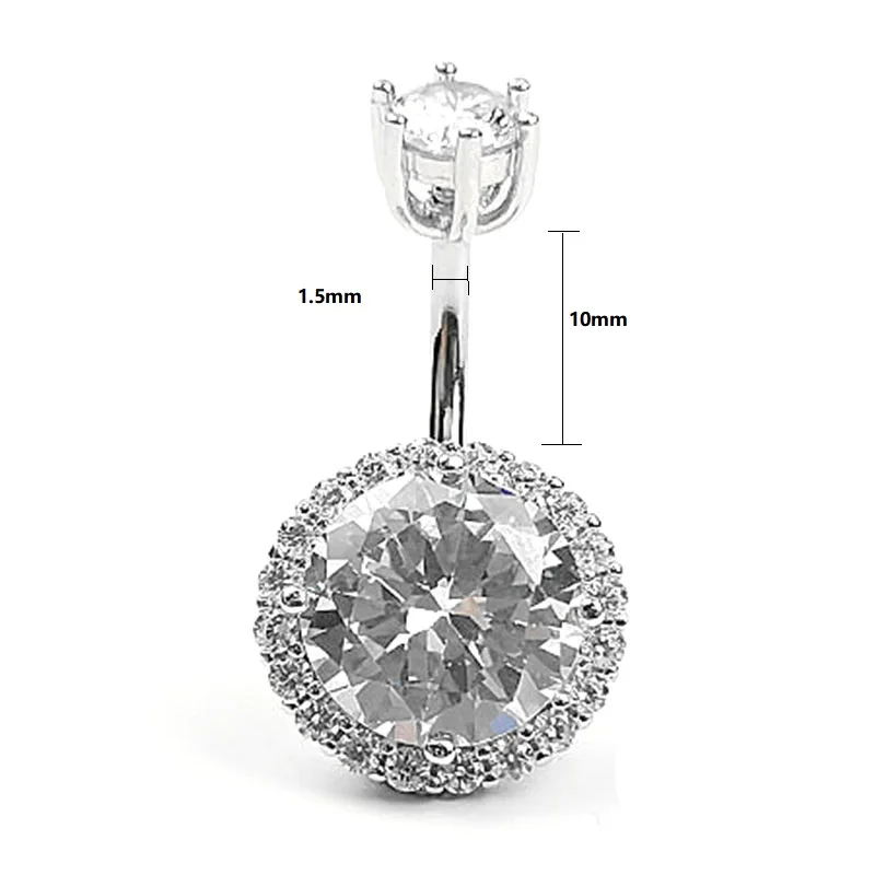 Женское кольцо на пупок с кристаллом 925 пробы ювелирное изделие для пирсинга