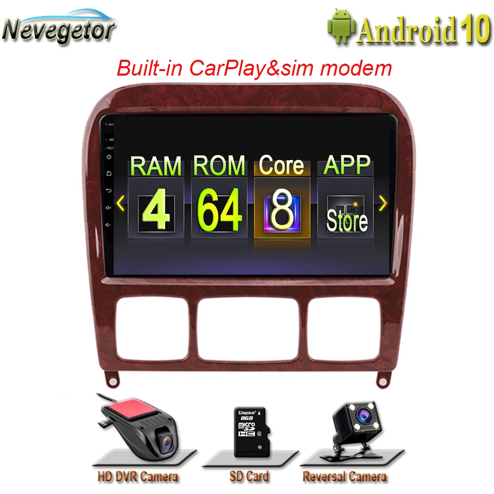 4 Гб + 64GCar мультимедийный плеер GPS 2Din для Mercedes Benz S Class W220 S280 S320 S350 S400 S430 S500 S600 S55 AMG 1998