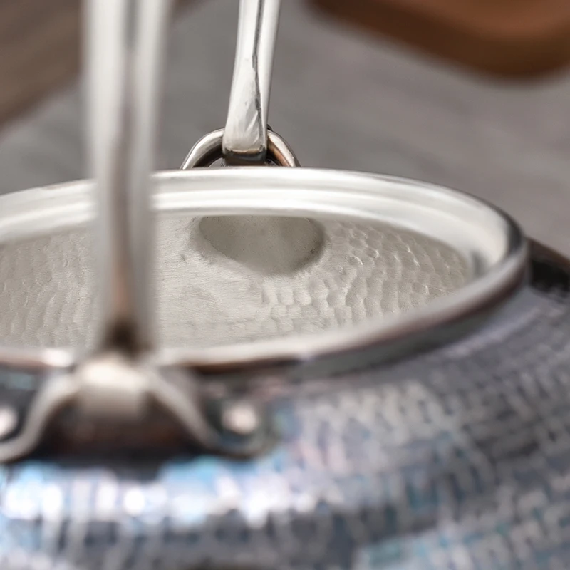 

Ag999 Sterling Silver Teapot Hand-Forged Kitchen Utensils Handmade Coffee Tea Pot