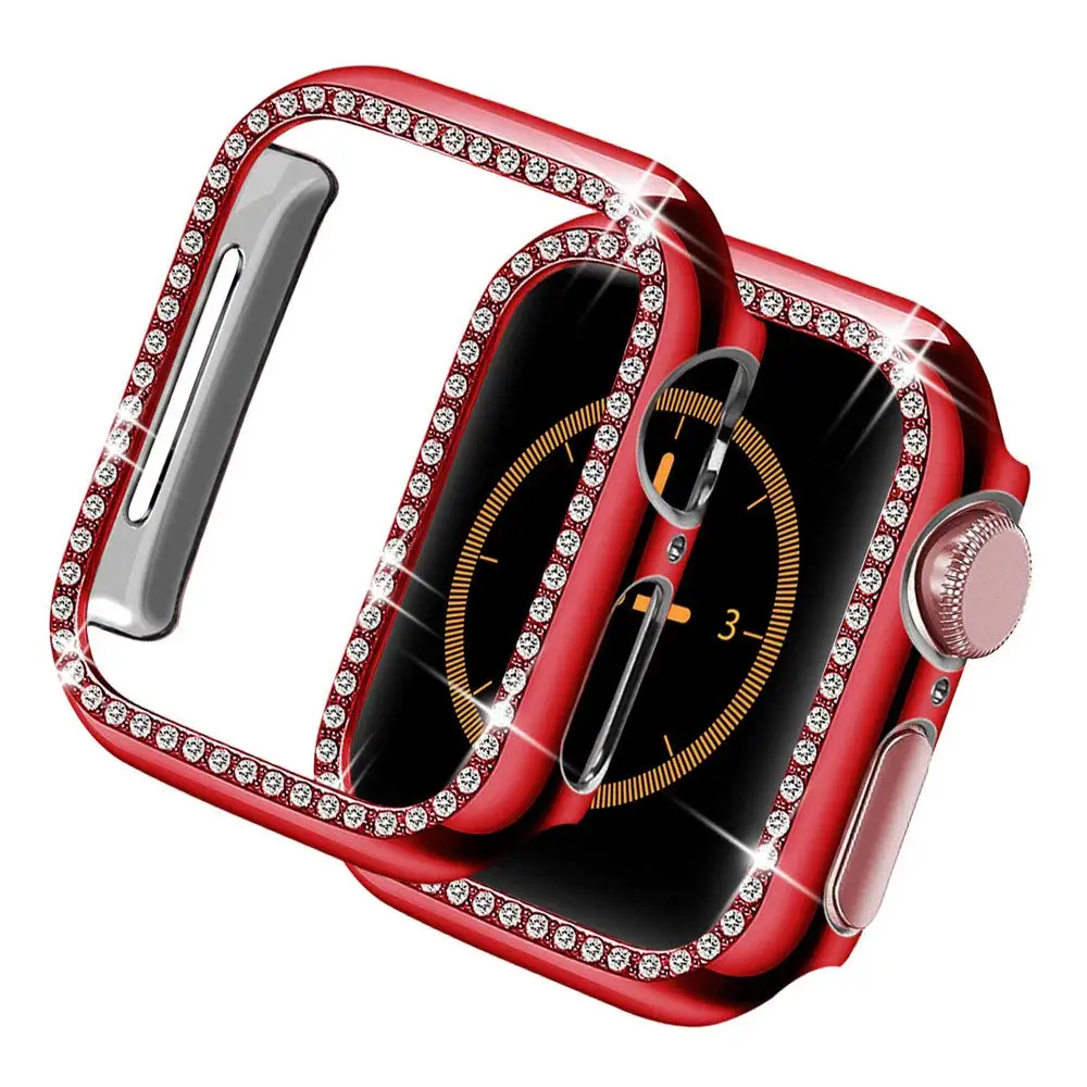 red Шикарный бампер для Apple watch чехол Apple watch 4 5 44 мм 40 мм 42 мм 38 мм Алмазный протектор чехол iWatch 5 4 3 2 Аксессуары 38 - Цвет: red