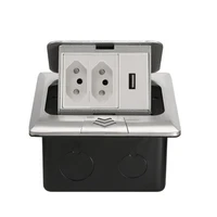 brazil israel desktop socket table outlet eu charging with usb slow pop up black silver aluminum alloy cover for meeting room