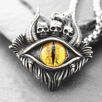 european and american fashion horns and skull eye metal pendant mens trend high end banquet necklace jewelry