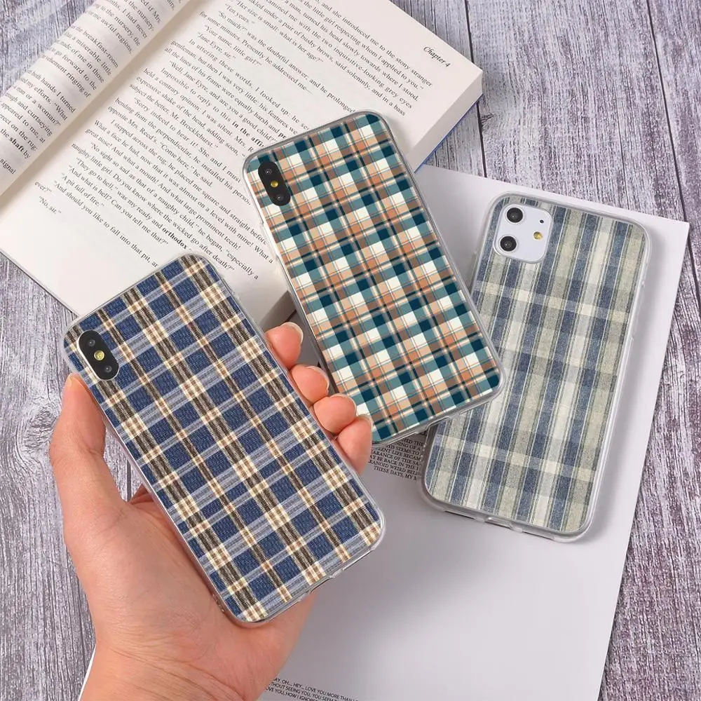 Креативный чехол для iPhone11 PRO SE 2020 X XR XS MAX простой милый черно-белый в клетку iPhone 6 6S 7
