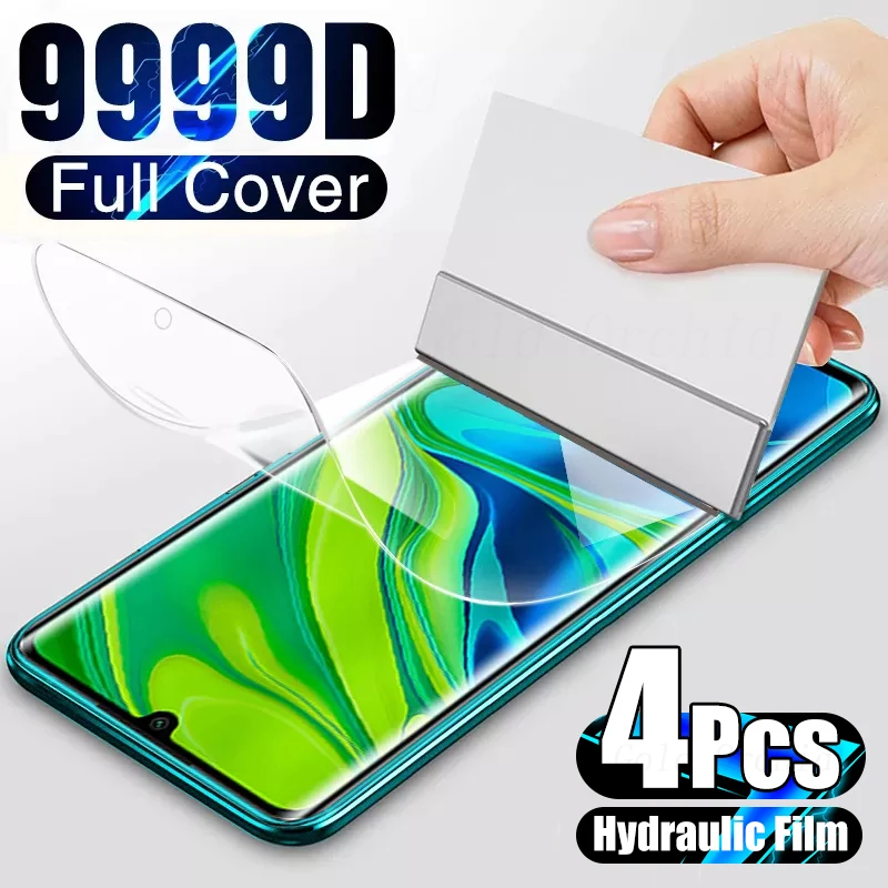 

4PCS Full Cover Hydrogel Film For Xiaomi Redmi Note 10 9 8 7 Pro 9A Soft Screen Protector For POCO F3 M3 X3 Pro Film Not Glass