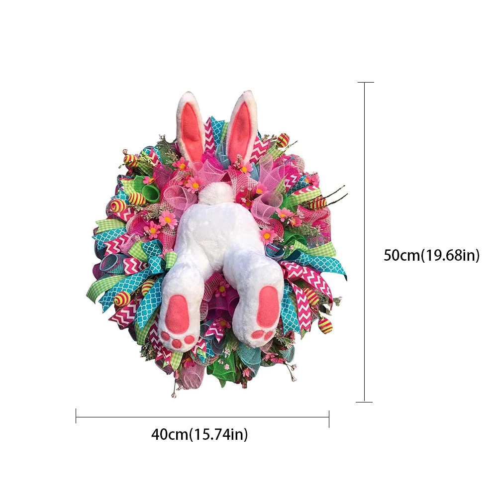 

DIY Easter Bunny Decoration Wreath Funny Rabbit Cartoon Animal Ornaments For Window Door DIY Hanging Garland Holiday Home Decor