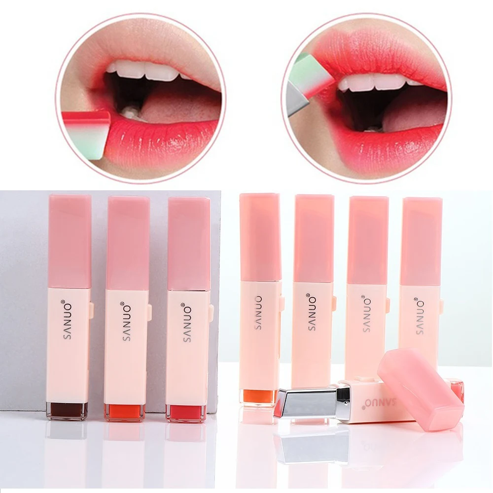 Модная Корейская губная помада V-образный вырез двухцветный ТИНТ - Цена: 99.05