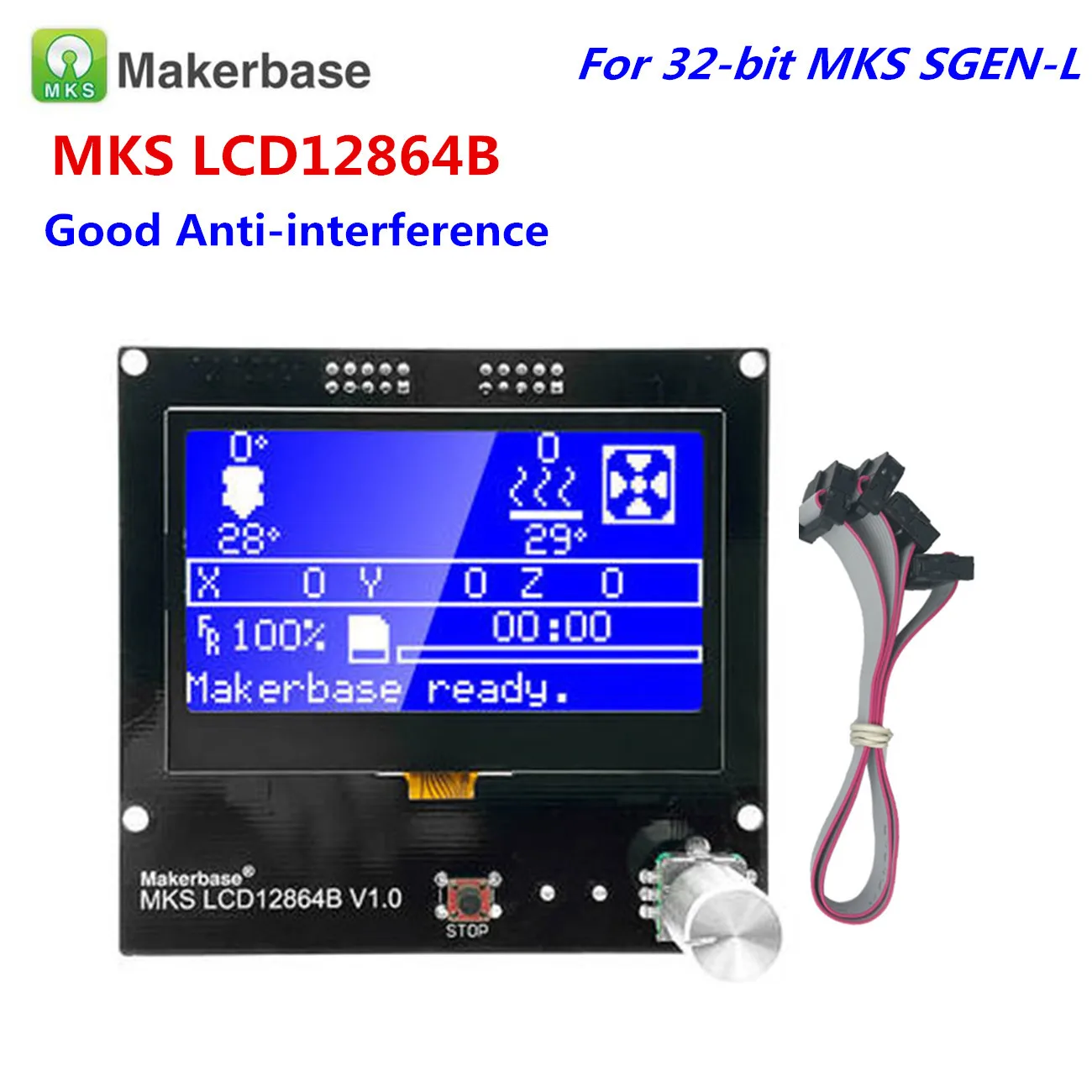 LCD12864B 3D принтер дисплей Блок lcd 12864 контроллер Reprap 12864 lcd MKS lcd 12864A экран lcd модуль для MKS gen v1.4 GEN_L материнская плата - Color: LCD12864B