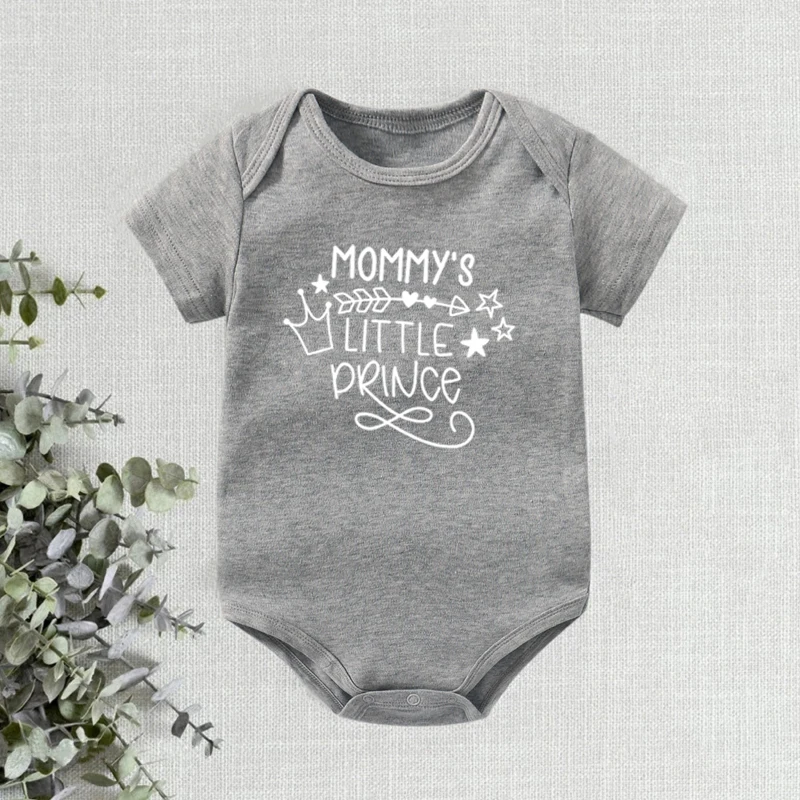 

Summer Fashion Outfits Newborn Baby Bodysuits Mommy's Prince Letter Print Onesie Boys Romper Cotton Short Sleeve Clothes