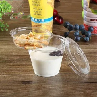 cup and lid 50 шт. высококачественный прозрачный лед пудинг со сливками плотная пластиковая чашка 250 мл 9 унций одноразовые сок йогурт упаковка кружки с крышками - Цвет: cup and lid