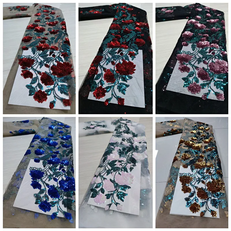 

Нигерийская сетчатая кружевная ткань, зеленая 2021 разноцветная новейшая Высококачественная кружевная ткань с блестками, вышитая тюль, афри...