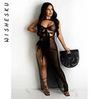 Летние платья макси с открытой спиной, женское сексуальное Сетчатое прозрачное пляжное платье, 2021, праздничные наряды в стиле гранж для отпуска