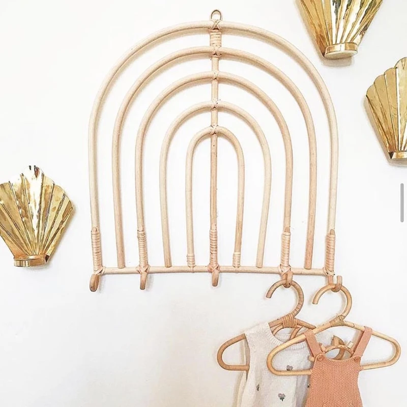 

Rattan Wall Hooks Sun/Moon/Sunflower/Rainbow Kids Garments Organizer Rack Cloth