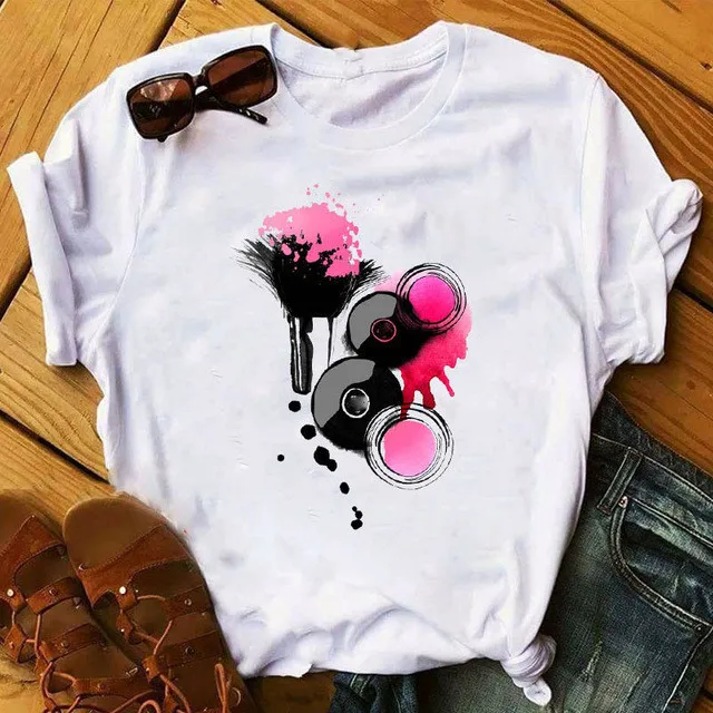 

Colourful Nail Polish Print Women T Shirt Short Sleeve O Neck Loose Women Tshirt Ladies Tee Shirt Tops Clothes Camisetas Mujer