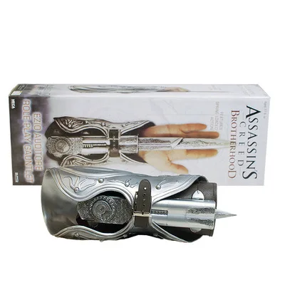 newest cosplay novel game assassin creed 6 syndicate prop weapon model 11 wrist sleeve matching sleeve arrow can eject prop free global shipping
