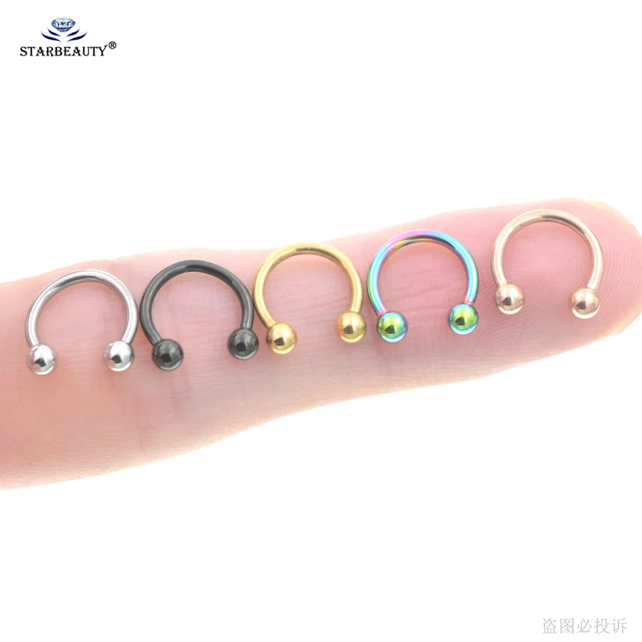Starbeauty 1pc 6/8/10mm Moon Ear Piercing Labret Tooth Fake Nose Ring Nariz Conch Nipple Tragus Piercing Oreja Helix Earrings