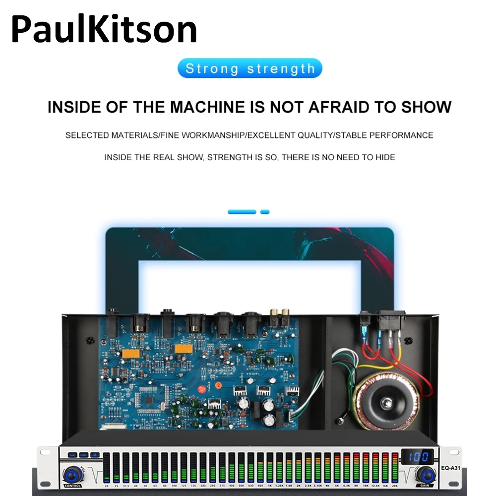 

Штатив-эквалайзер Paulkitson с двумя полосами, цифровой эквалайзер, стереографический эквалайзер, профессиональная звуковая система, оборудова...
