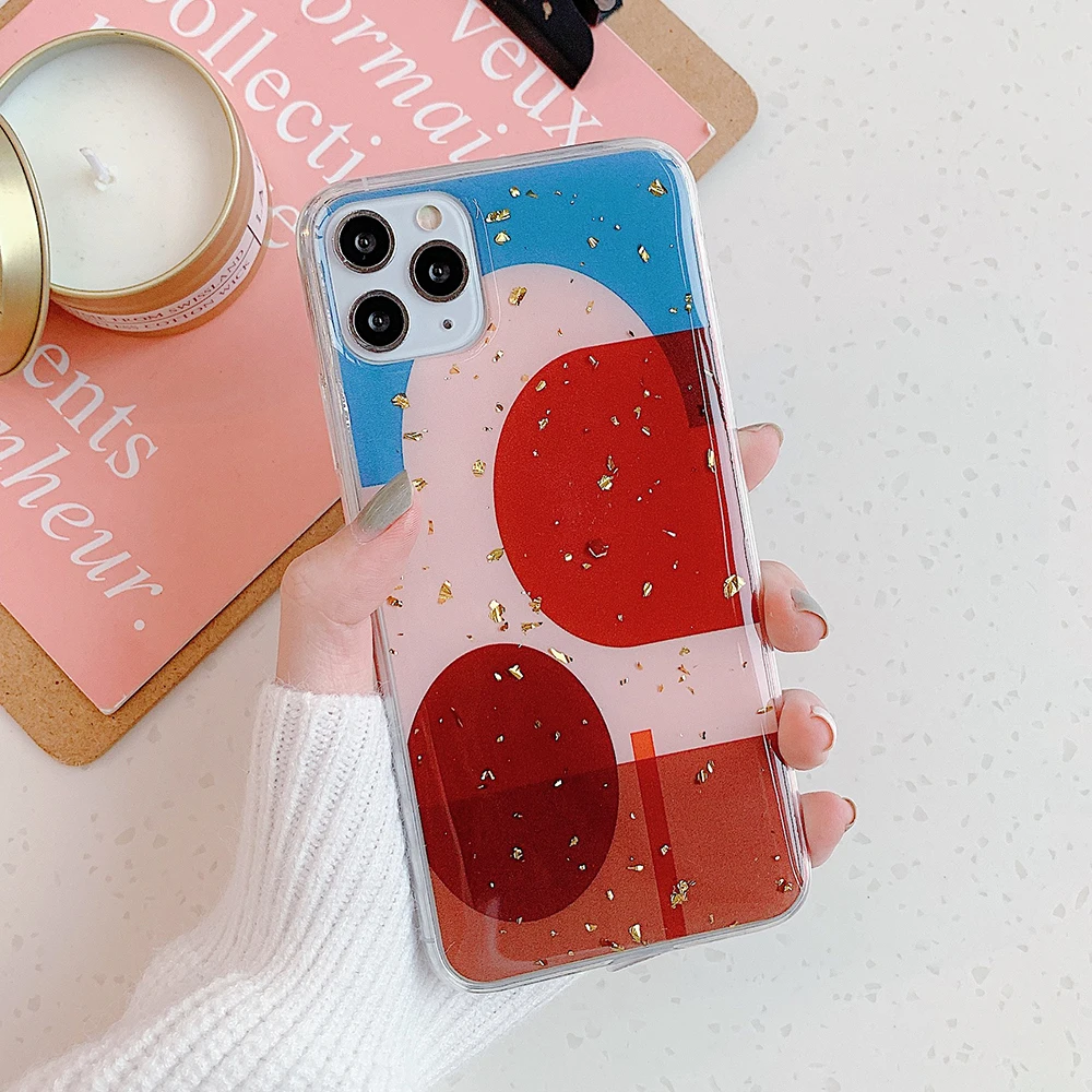 LOVECOM Phone Case For iPhone 11 Pro Max XR XS 6 6S 7 8 Plus X Luxury Geometric Abstract Flowers Epoxy Soft Back Cover | Мобильные