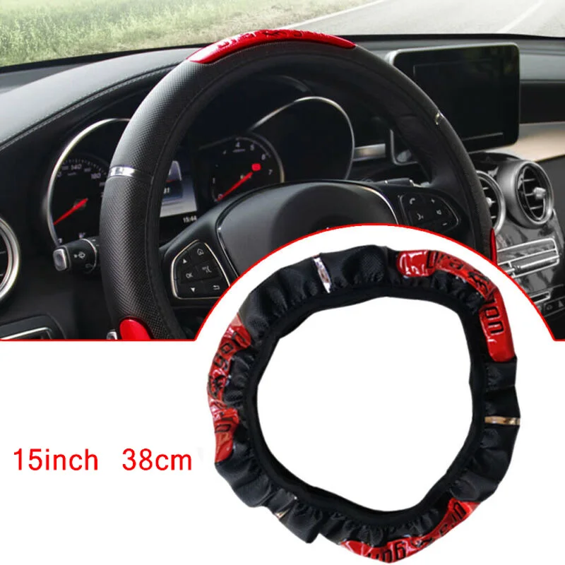 1x чехол рулевого колеса автомобиля 38*38*4 см черный красный искусственная кожа 15