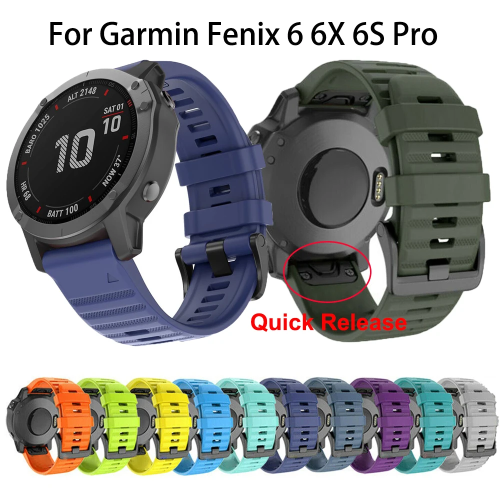 Ремешок для наручных часов Garmin Fenix 6s 6 6x Pro 5X 5 5S Plus 3 3HR быстросъемный силиконовый