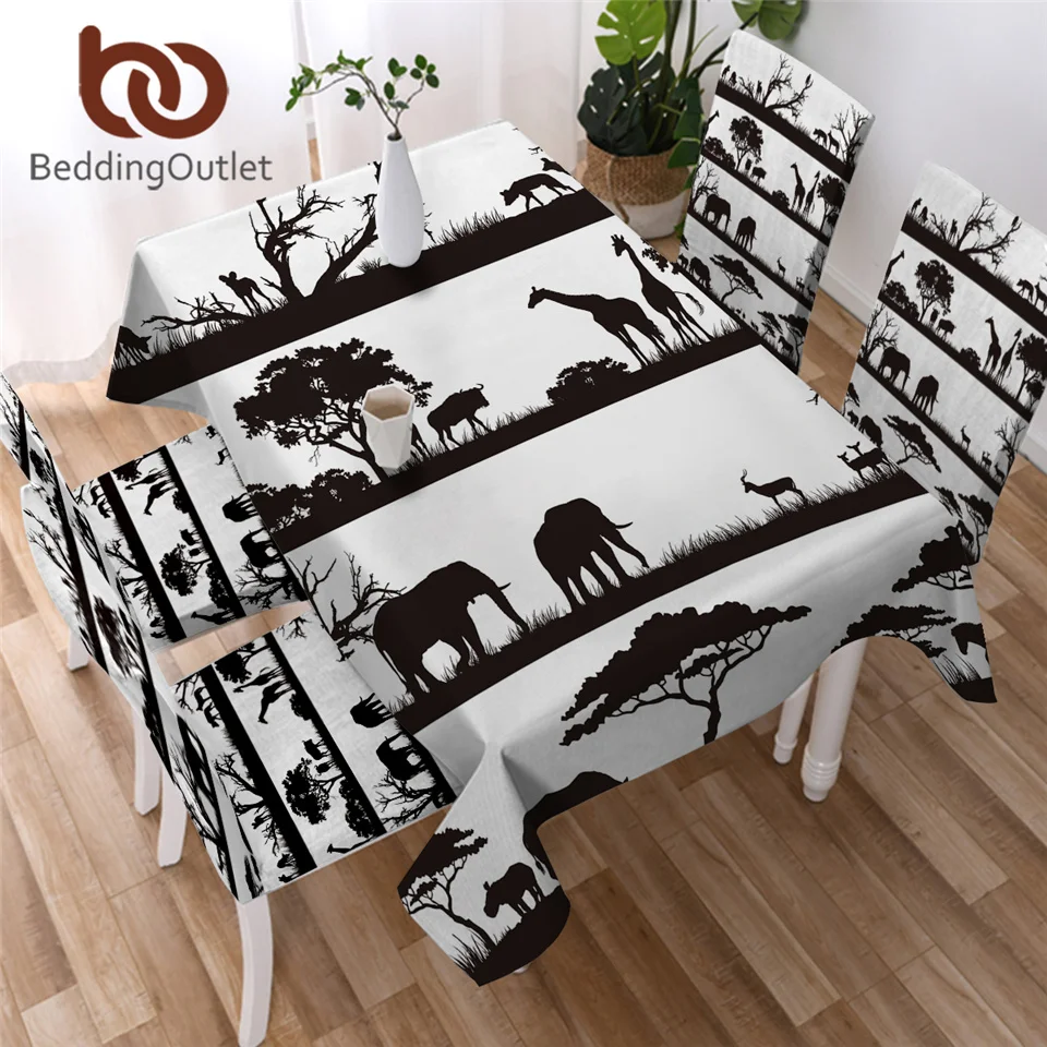 Постельное белье со слоном обеденный стол ткань Африканские животные