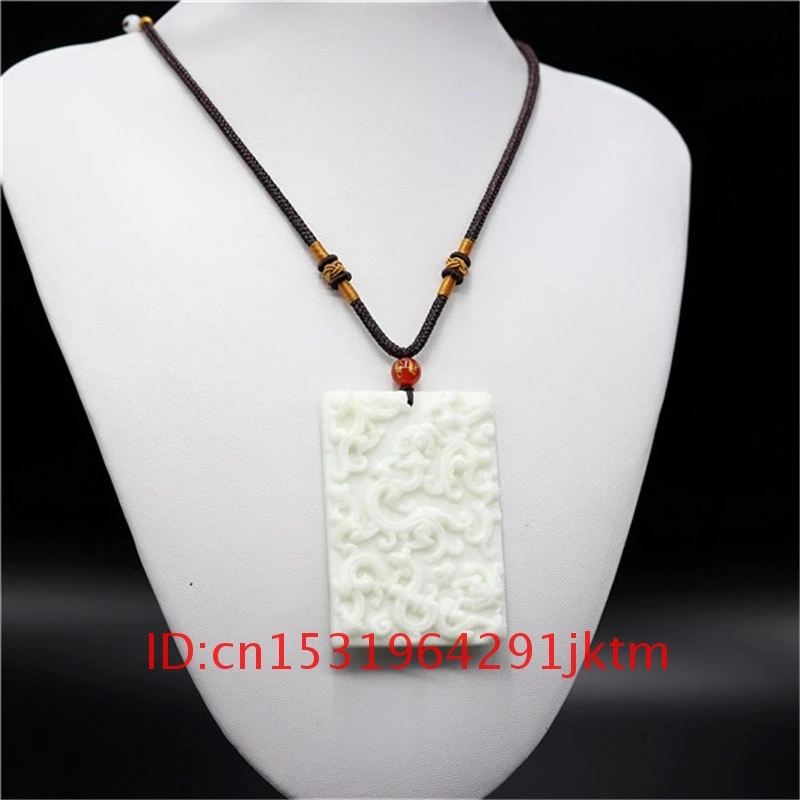 

White Dragon Necklace Gifts Jade Natural Fashion Accessories Amulet Men Chinese Pendant for Charm Carved Jewelry