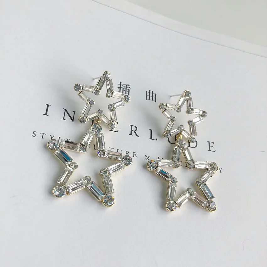 Модные серьги с большой звездой для женщин золотой цвет серебряный серьги-капли