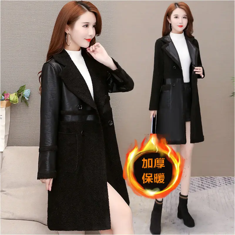 

Woman Long Black Leather Trench Coat Clothing Female Long Sleeve Lapel Fashion 2021 Coats Ladies Spring Stylish Outerwear Q323