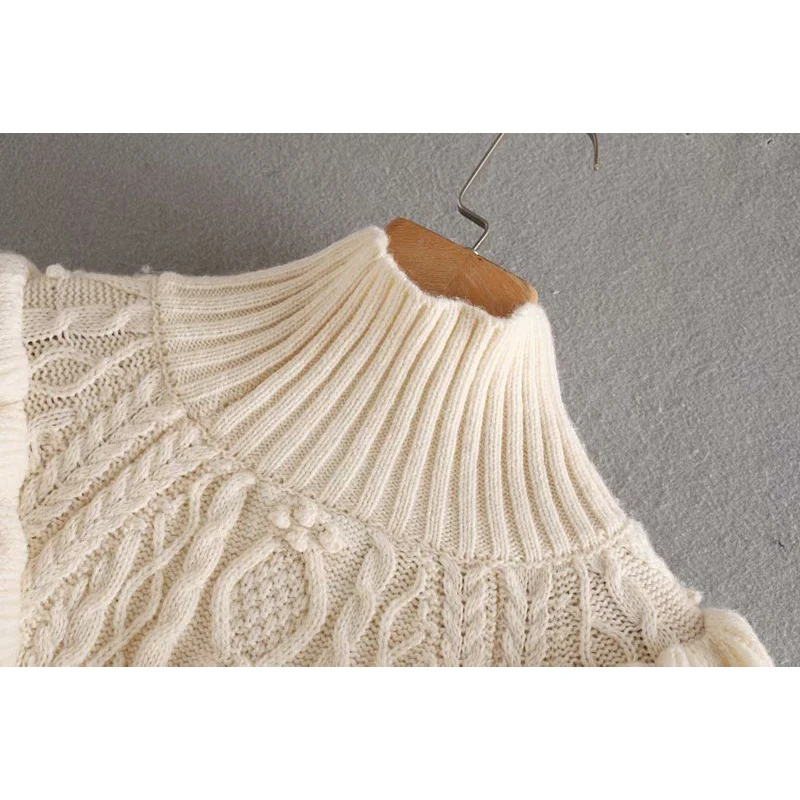 za 2019 Autumn Winter women clothes turtleneck sweater Long Sleeve Ruffle Jumper Knitted slim bow Pullover Femme Chic Sweater | Женская