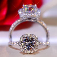 100 moissanite rings 1ct 2ct 3ct brilliant diamond halo engagement rings for women girls promise gift sterling silver jewelry