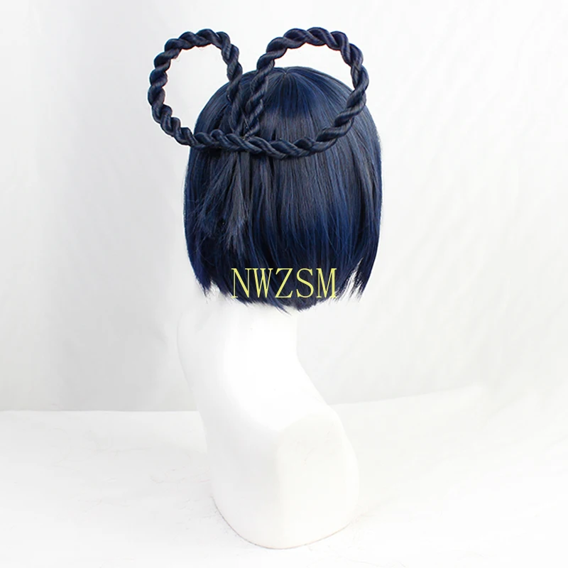 Genshin Impact Xiang Ling Blue Braid Cute Short Heat Resistant Synthetic Hair Carnival Halloween Party Cosplay + Free Wig Cap |
