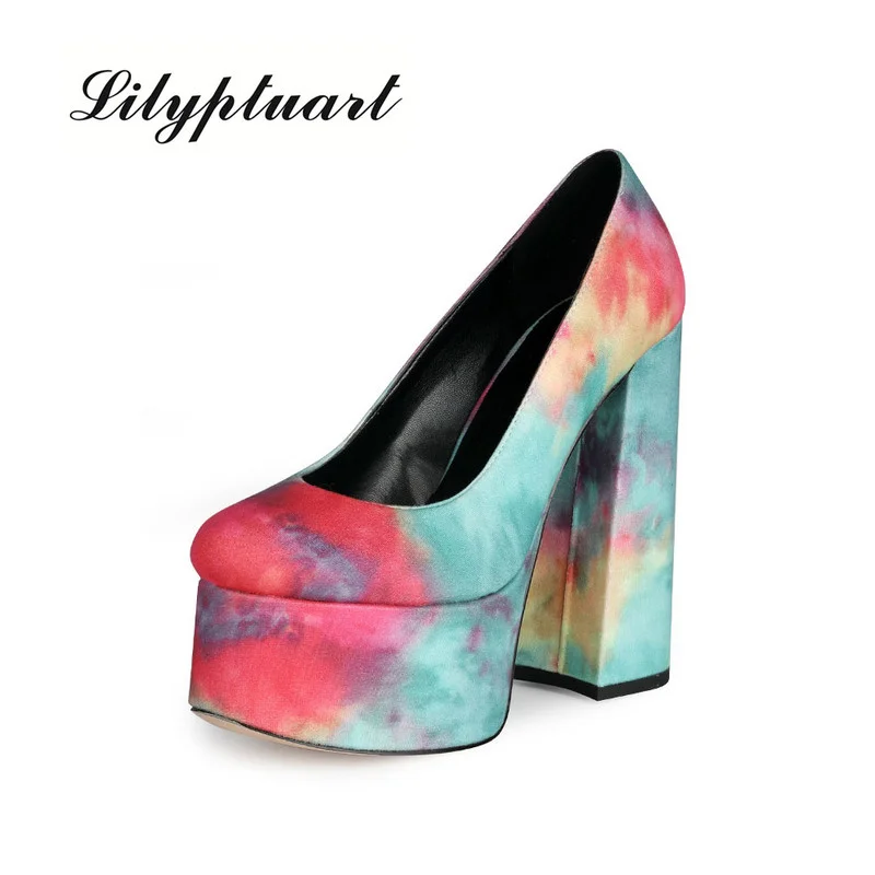 

Женские туфли-лодочки на массивном каблуке, с круглым носком