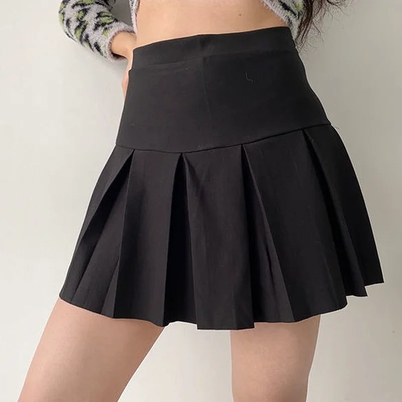 

Women Summer Tennis Skirt Pleated White Mini Vintage Harajuku High-waisted Short Skirt 2021 Fashion Korean Style Preppy Casual