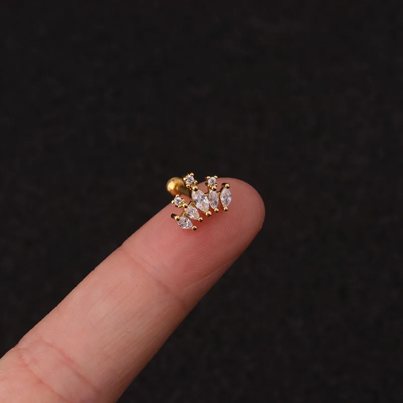 Серьга-гвоздик из нержавеющей стали с фианитом женская Модное изящное Ювелирное