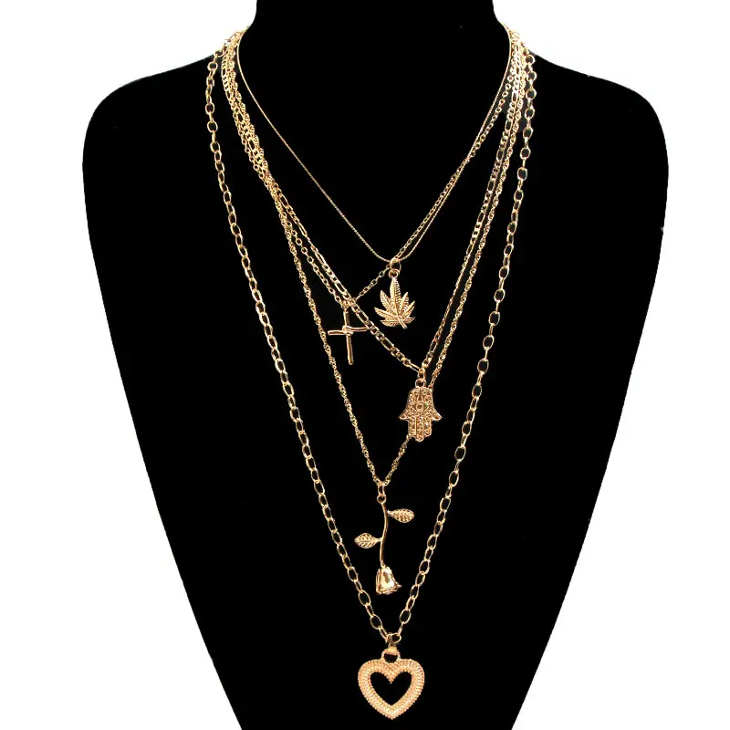Винтажное ожерелье JJFOUCS в форме листа Креста портрета сердца пирамиды верблюда