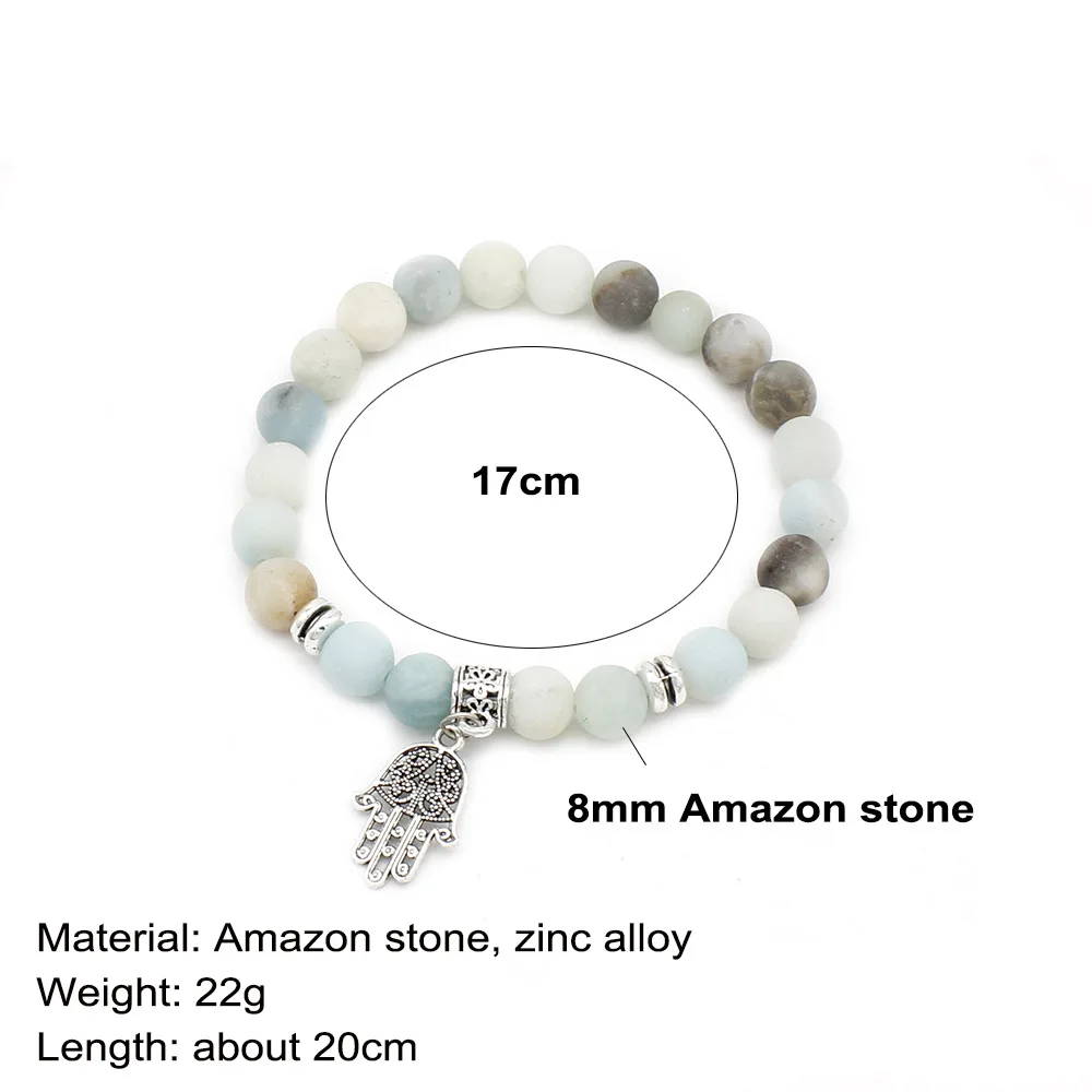 

Frosted Stone Bead Bracelet Religious Palm Pendant Mala Bead Bracelet Men Bracelets Bangle Fashion Accessories Natural Stones